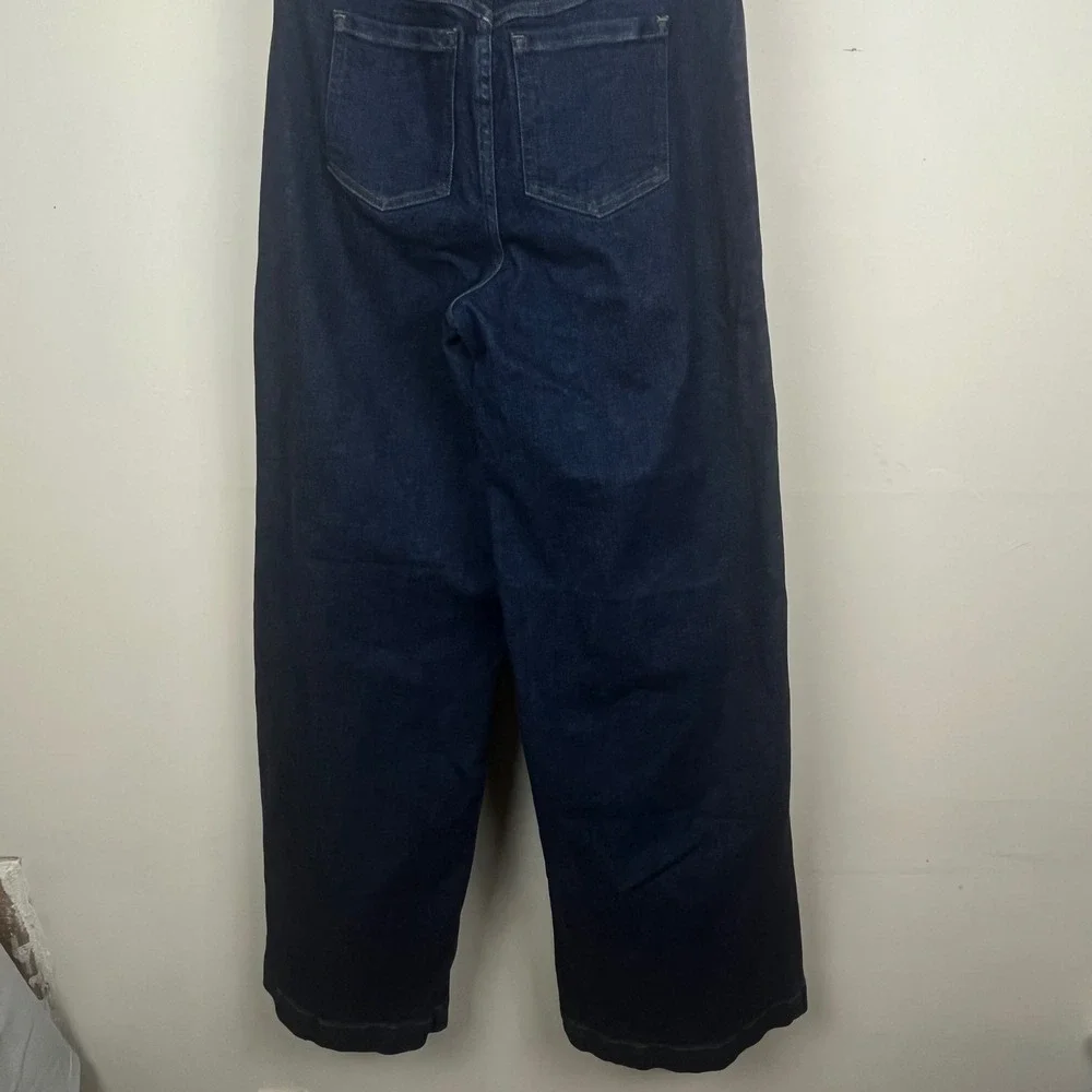 Spanx Wide Leg Jeans Raw Indigo High Rise Pull On Denim 20547T Large Long